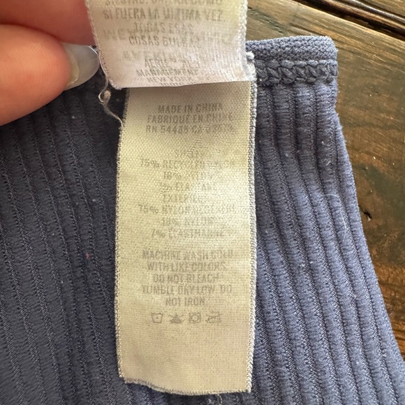 Aerie Coastal Blue Ribbed Sports Bra Bralette Size L - Picture 8 of 8